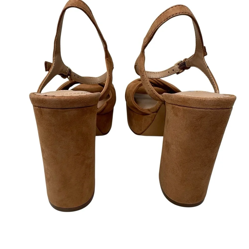 Draper James Paloma‎ Platform Heel Tan Sandal Suede Size 8.5 Heels 90s Y2K